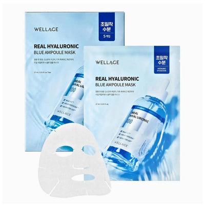 WELLAGE Real Hyaluronic Blue Ampoule Mask 27ml x 5pcs