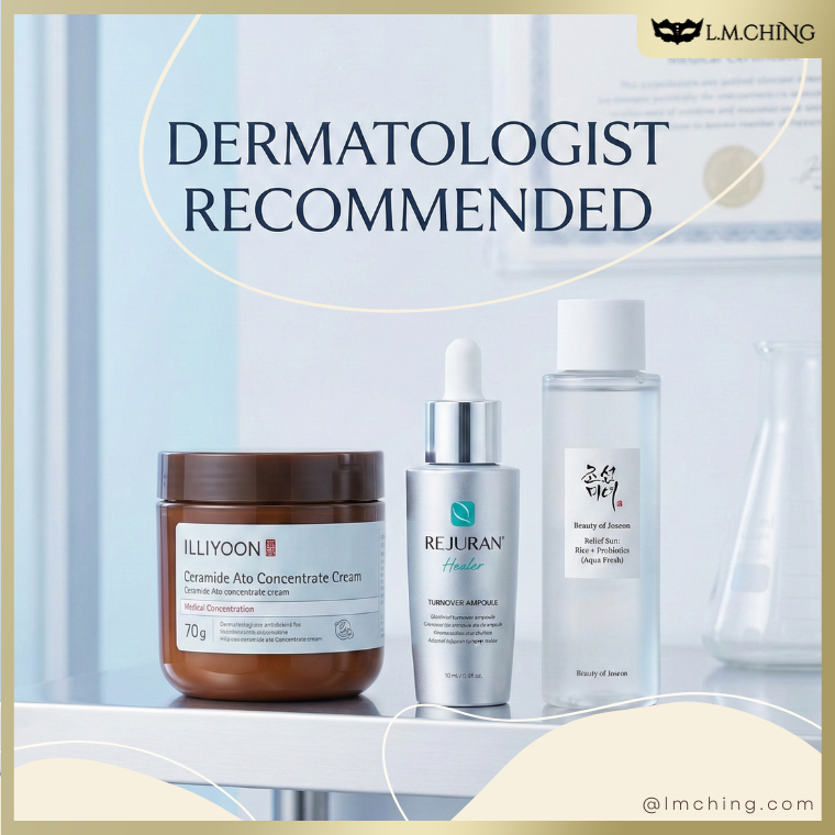 Dermatologist Recommended Korean Skincare products featuring Rejuran Retinol and BoJ Aqua Fresh