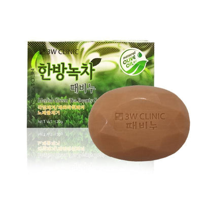 3W CLINIC Травяной зеленый чай для красоты тела Натуральное мыло для ухода за кожей 120g