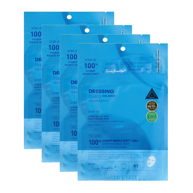 VT Cosmetics Hydrop Reedle Shot 100hL 2STEP Máscara de Hidrogel 34.5g x 4 unidades