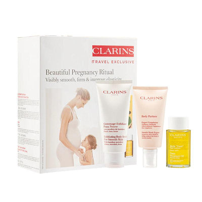 Clarins A Beautiful Pregnancy Set (kräm 175 ml + Skrubb 200 ml + Olja 100 ml)
