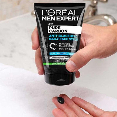 L'OREAL PARIS เมน เอ็กซ์เพิร์ท เดลี่ เฟส สครับ เพียวคาร์บอน แอนตี้ แบล็คเฮด 100มล