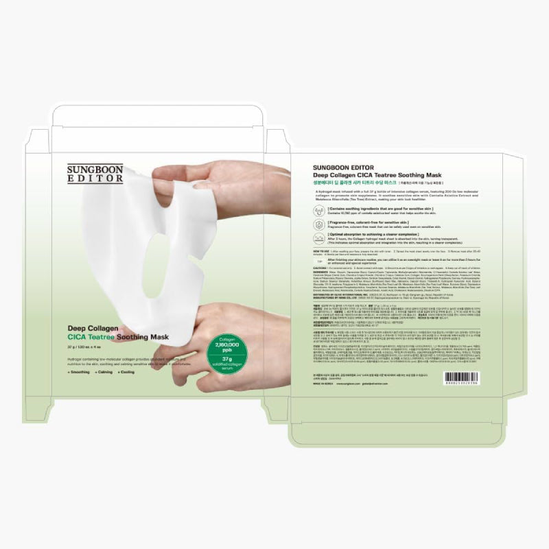 SUNGBOON EDITOR Mặt Nạ Làm Dịu Deep Collagen Cica Teatree Soothing Mask 37g x 4pcs