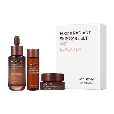 Innisfree Set Perawatan Kulit Kencang & Bercahaya Dengan Teh Hitam (Ampul 30ml + Essence 25ml + Krim 10ml)