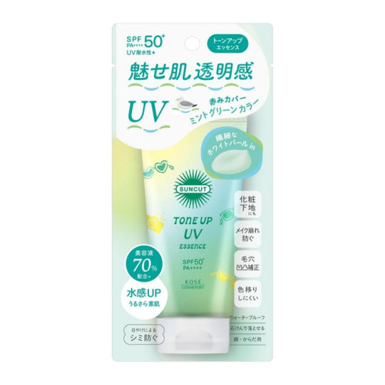 KOSE Kem Chống Nắng Nâng Tone Suncut Tone Up UV Essence Mint Green SPF50+ PA++++ 80g