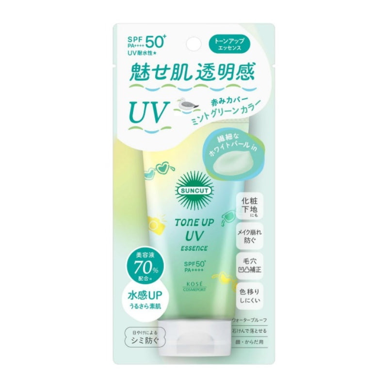 KOSE Kem Chống Nắng Nâng Tone Suncut Tone Up UV Essence Mint Green SPF50+ PA++++ 80g