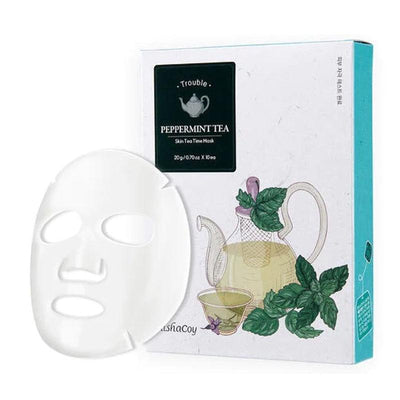 Маска на основе листьев перечной мяты, ElishaCoy Skin Tea Time Mask Peppermint Tea 20 г x 10 шт.