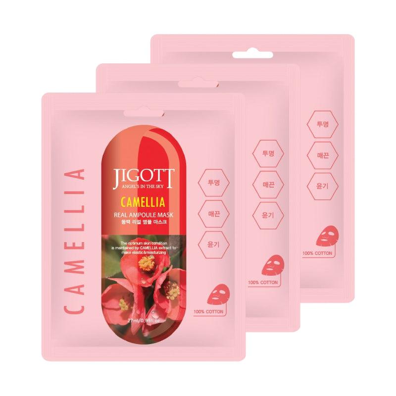 JIGOTT Camellia Real Ampoule Mask 27ml x 3 - LMCHING Group Limited