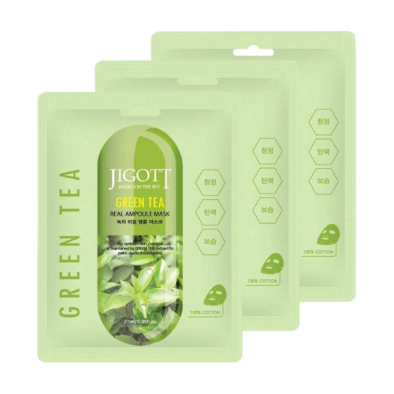 JIGOTT Green Tea Real Ampoule Mask 27ml x 3 - LMCHING Group Limited