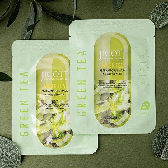 JIGOTT Green Tea Real Ampoule Mask 27ml x 3 - LMCHING Group Limited