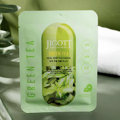 JIGOTT Green Tea Real Ampoule Mask 27ml x 3 - LMCHING Group Limited