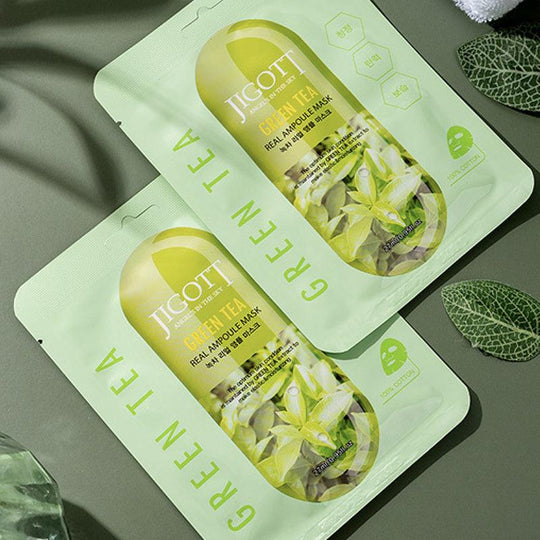 JIGOTT Green Tea Real Ampoule Mask 27ml x 3 - LMCHING Group Limited