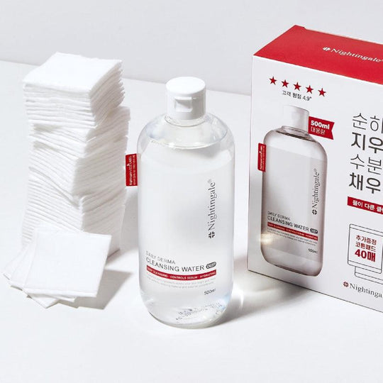 Nightingale Daily Derma Cleansing Water Deep 500ml + Cotton Pad 40pcs