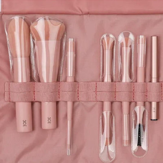 3CE Mini Makeup Brush Kit Set With Pouch (8 Items)