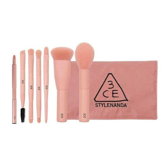 3CE Mini Makeup Brush Kit Set With Pouch (8 Items)