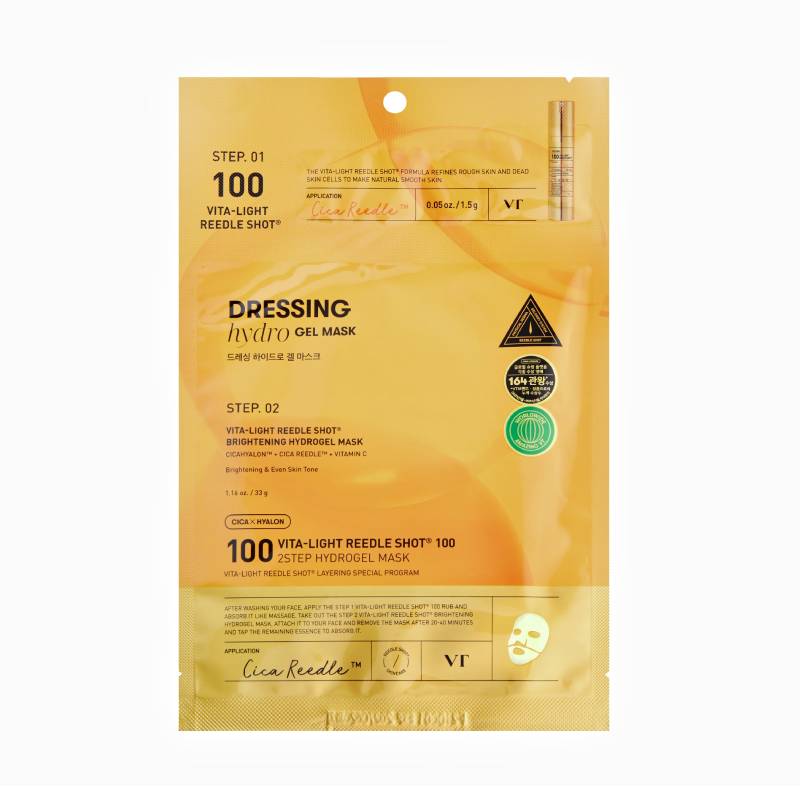 VT Cosmetics Vita-Light Reedle Shot 100 2 Step Máscara Hidrogel 34.5g x 4 unidades