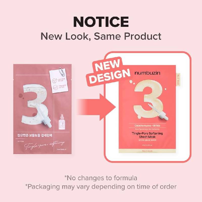numbuzin No.3 Tingle-Pore Softening Sheet Mask 27ml x 5pcs