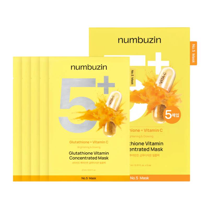 numbuzin No.5+ Glutathione Vitamin Concentrated Mask 27ml x 5pcs