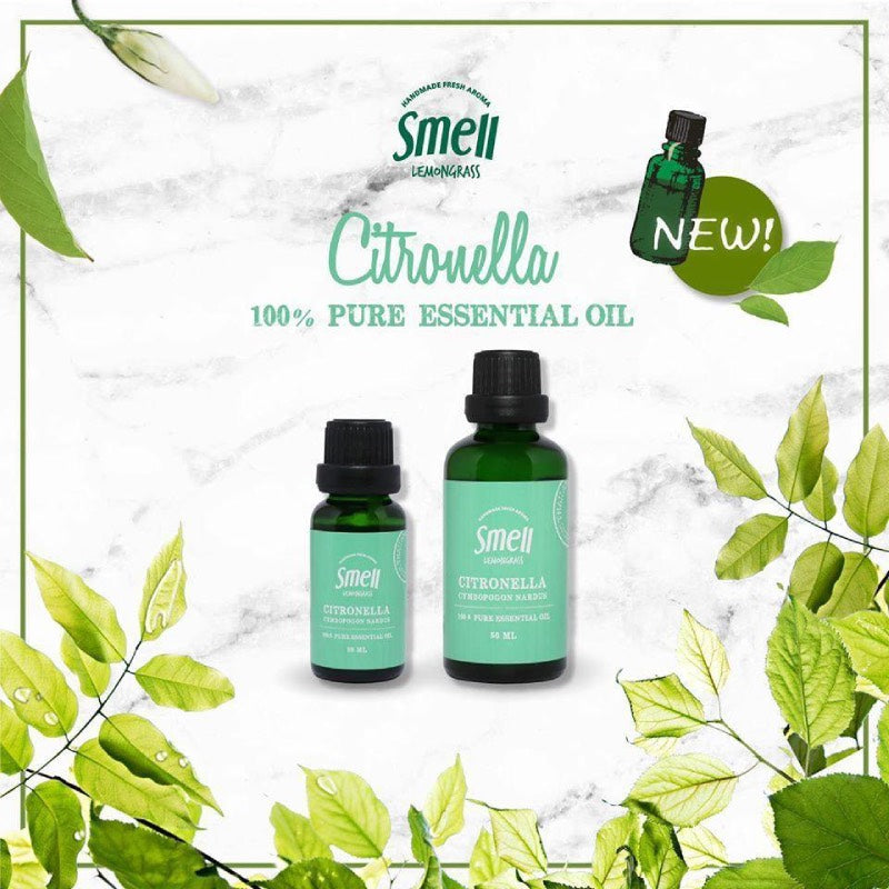 Smell Lemongrass हैंडमेड अरोमा ऑर्गेनिक एसेंशियल ऑयल (सिट्रोनेला) 20 मि.ली / 50 मि.ली
