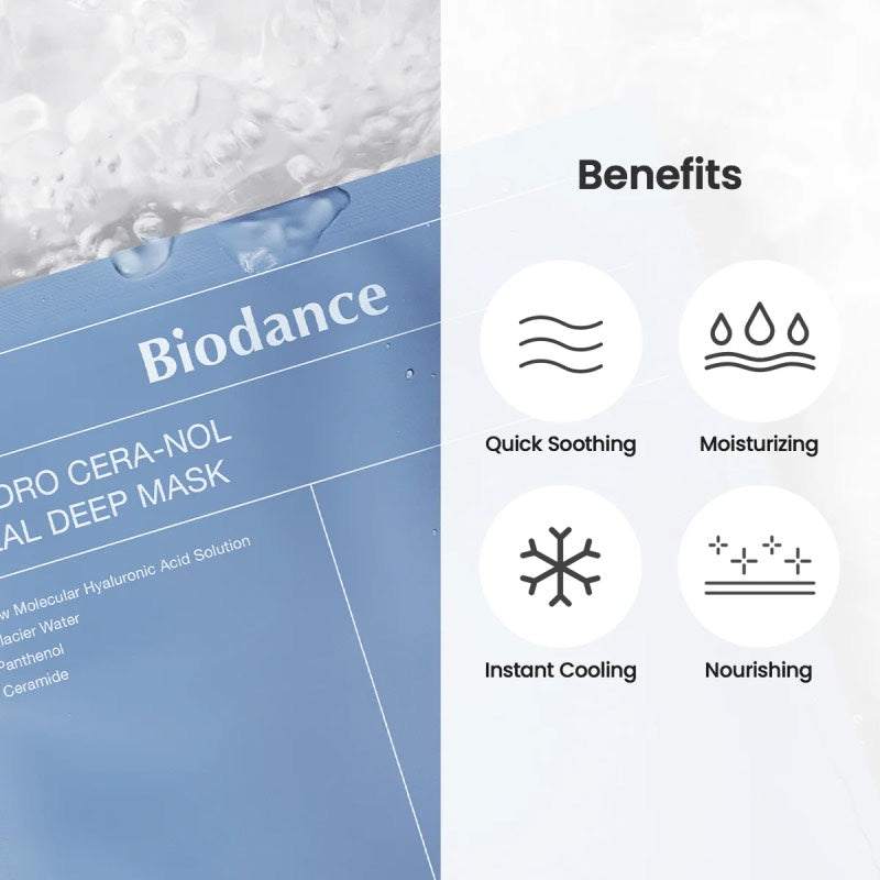 Biodance Hydro Cera-Nol Real Deep Mask Mascarilla Profunda Hidratante 34 g x 4 unidades
