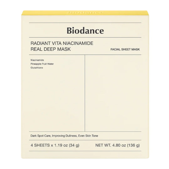 Biodance ラディアント ヴィータ ナイアシンアミド リアル ディープ マスク 34g x 4枚