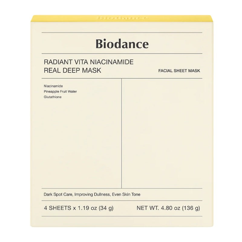 Biodance ラディアント ヴィータ ナイアシンアミド リアル ディープ マスク 34g x 4枚