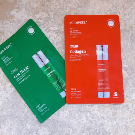 MEDIPEEL Peptide Collagen 3,000 Shot Serum 2 Step Firming Mask 25ml x 5pcs