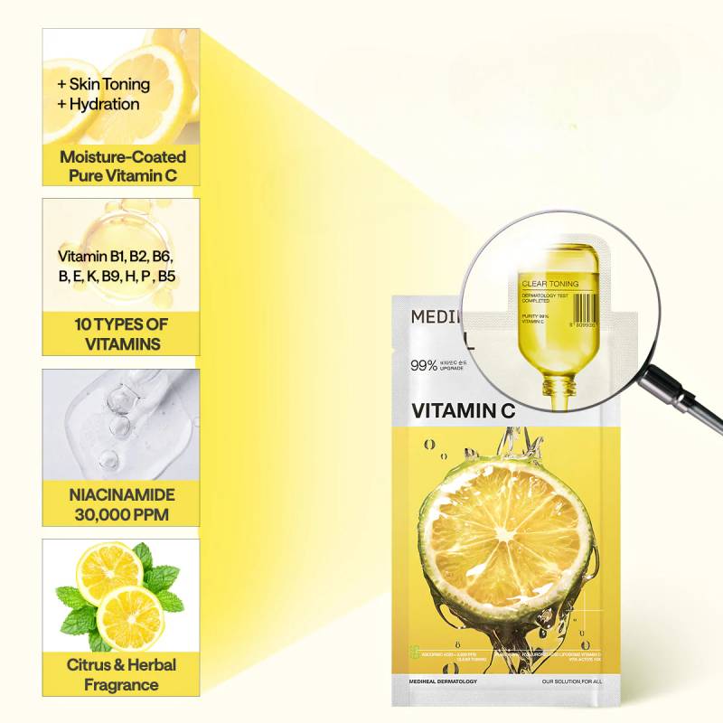 MEDIHEAL Vitamin C Essential Mask Clear Toning 24ml x 10pcs