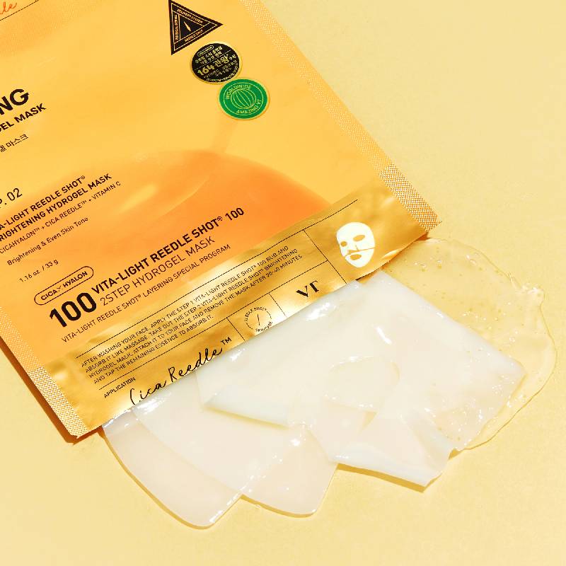 VT Cosmetics Vita-Light Reedle Shot 100 2 Step Máscara Hidrogel 34.5g x 4 unidades