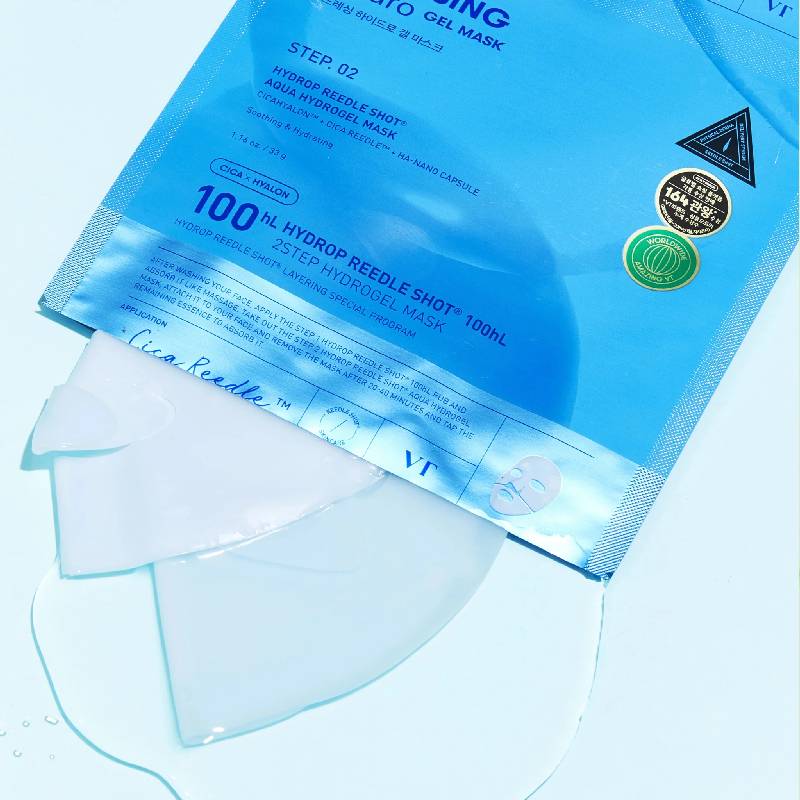 VT Cosmetics Hydrop Reedle Shot 100hL 2STEP Máscara de Hidrogel 34.5g x 4 unidades