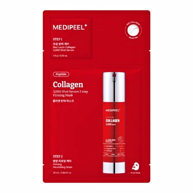 MEDIPEEL Peptide Collagen 3,000 Shot Serum 2 Step Firming Mask 25ml x 5pcs