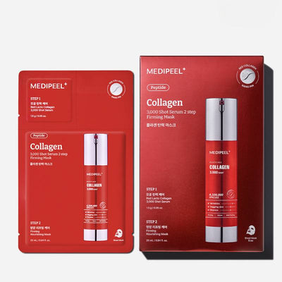 MEDIPEEL Peptide Collagen 3,000 Shot Serum 2 Step Firming Mask 25ml x 5pcs