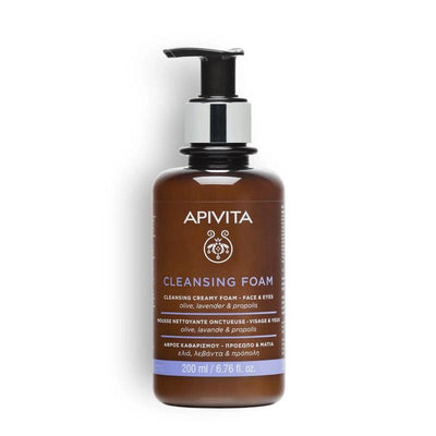 APIVITA Espuma limpiadora cremosa cara y ojos con aceite de oliva y lavanda 200ml