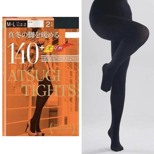 japanese black stockings ATSUGI Japan 140D Tights Slimming Denier Stockings (Black) 2 pairs/box – LMCHING Group Limited