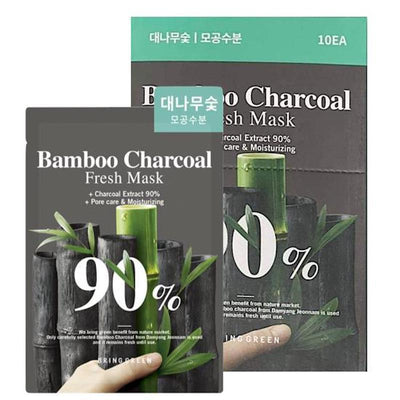 Bring Green Maschera Idratante Rinfresca e Cura i Pori all'Estratto di Carbone di Bambù al 90% 20g x 10