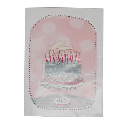 संगीत के साथ केक जन्मदिन कार्ड (गुलाबी) 1 पीसी