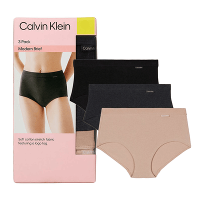 Calvin Klein عبوة من 3 سروال قصير عصري للسيدات (مقاس M)