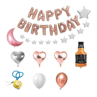 Set globos feliz cumpleaños color champán rosa (11 productos)