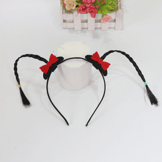 Cute Bowknot Pigtails Hair Band 1pc - LMCHING Group Limited