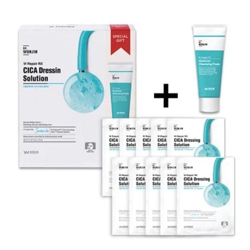 Dr. Wonjin W. Therapy CICA Dressing Solution Mask 30ml x 10 + Hyaluron Cleansing Foam 100ml - LMCHING Group Limited