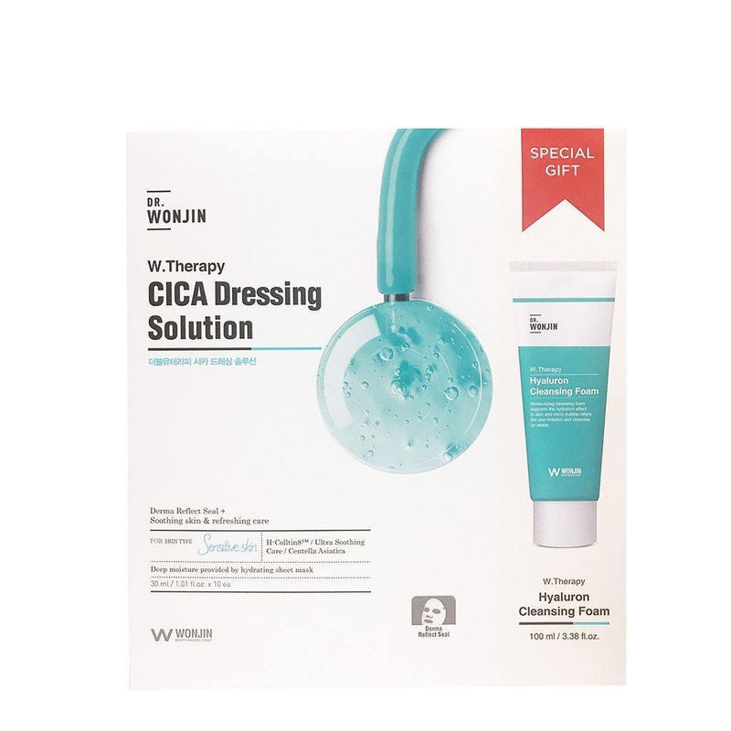 Dr. Wonjin W. Therapy CICA Dressing Solution Mask 30ml x 10 + Hyaluron Cleansing Foam 100ml - LMCHING Group Limited