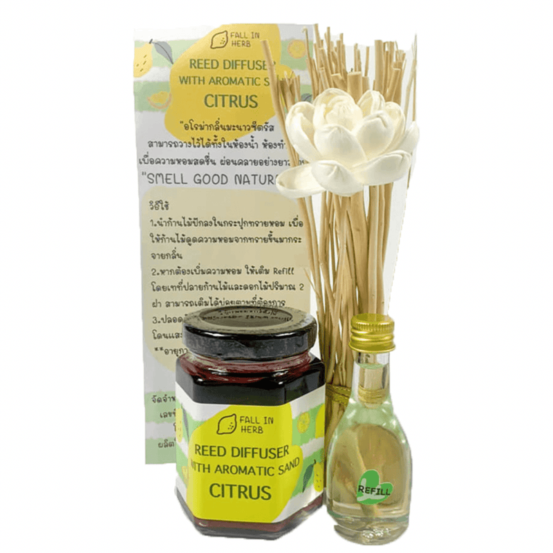 FALL IN HERB Reed Diffuser With Aromatic Sand (Citrus) 300ml + Refill 30ml - LMCHING Group Limited