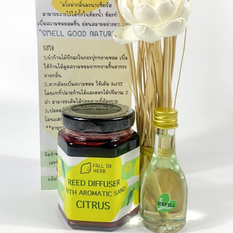 FALL IN HERB Reed Diffuser With Aromatic Sand (Citrus) 300ml + Refill 30ml - LMCHING Group Limited