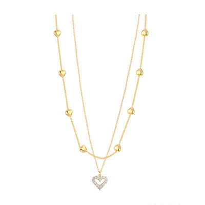 Fashionable Simple Double Layer Heart Necklace 1pc