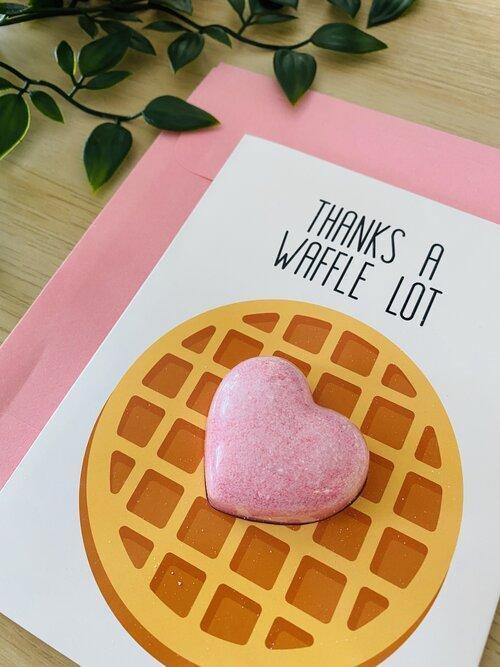 FEELING Smitten USA Natural Handmade Thanks a Waffle Lot Bath Bomb Greeting Card 1pc - LMCHING Group Limited