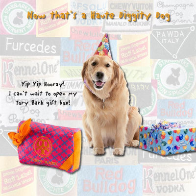 Haute Diggity Dog USA Tory Bark Gift Box Soft Plush Squeaker Dog Toy 1pc - LMCHING Group Limited