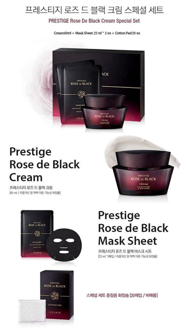 It'S SKIN Prestige Rose De Black Cream Special Set (Cream 60ml + Mask Sheet x 2 + Cotton Pad x 20) - LMCHING Group Limited
