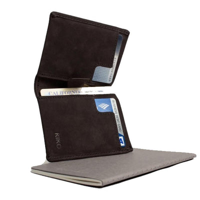 Kiko Leather アメリカ ソフト 耐久レザー スリム 二つ折り財布 (ブラウン) 1個