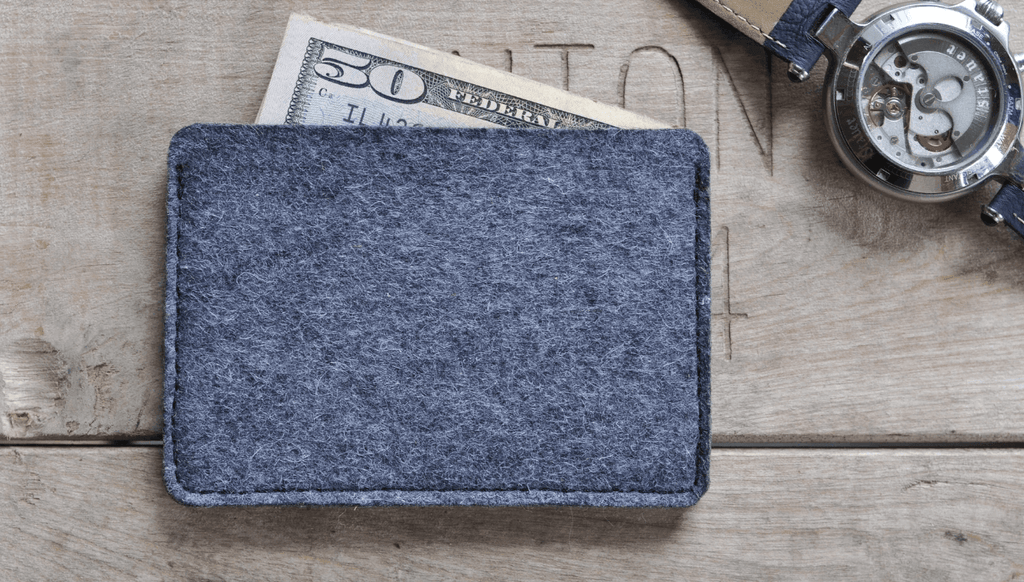 KIKO Leather USA Wool Felt & Vegetable Tanned Cowhide Combo Card Case Wallet 1pc - LMCHING Group Limited