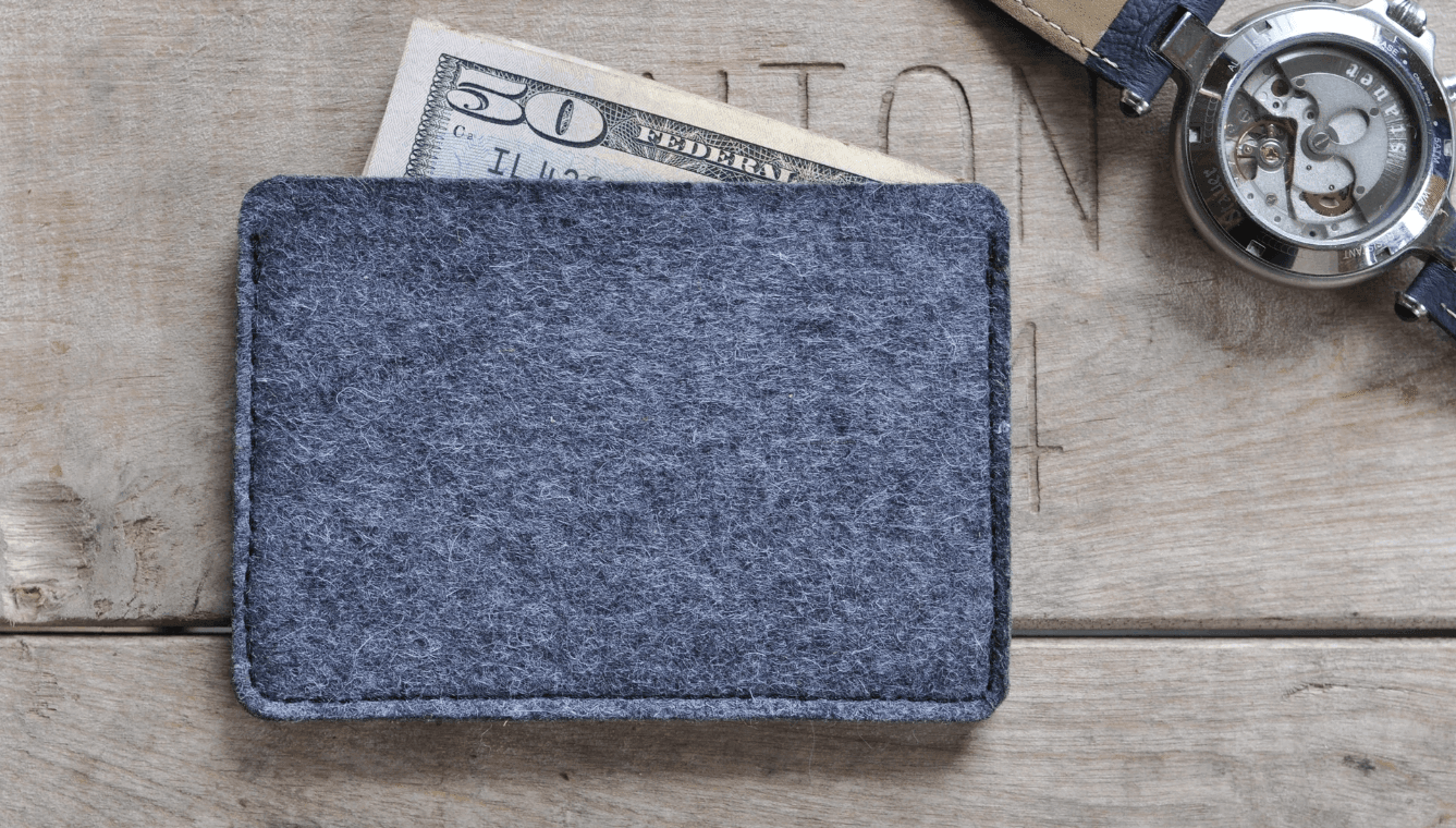 KIKO Leather USA Wool Felt & Vegetable Tanned Cowhide Combo Card Case Wallet 1pc - LMCHING Group Limited